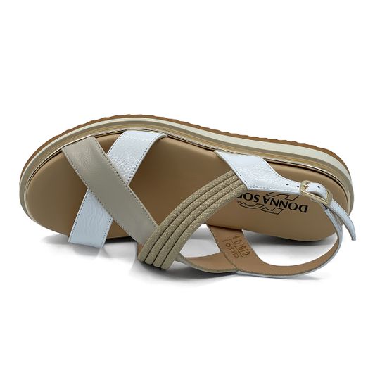 Босоножки Donna Soft  комбинация белого лака и бежевой кожи - фото 5, 