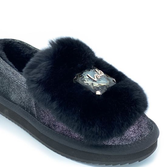 Полуботинки Lab Milano серебряные МЕХ комбинация кожи и текстиля - фото 5, 