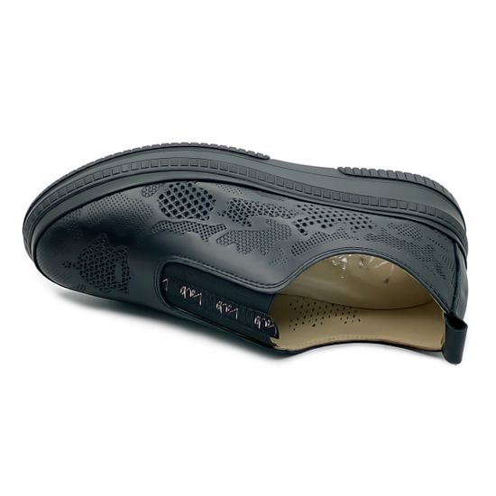 Кеды Lab Milano черные кожаные с перфорацией - фото 5, G352 543 LAB NERO