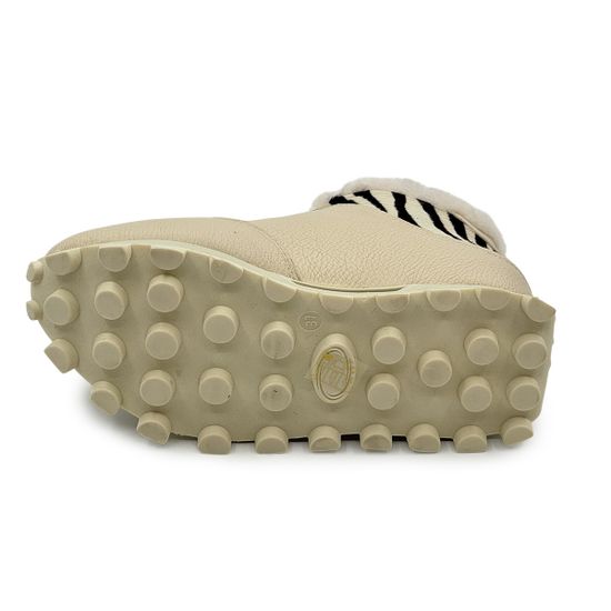 Кроссовки NILA&NILA белые кожаные на меху "зебра" - фото 4, NO9009M NIL BIANCO