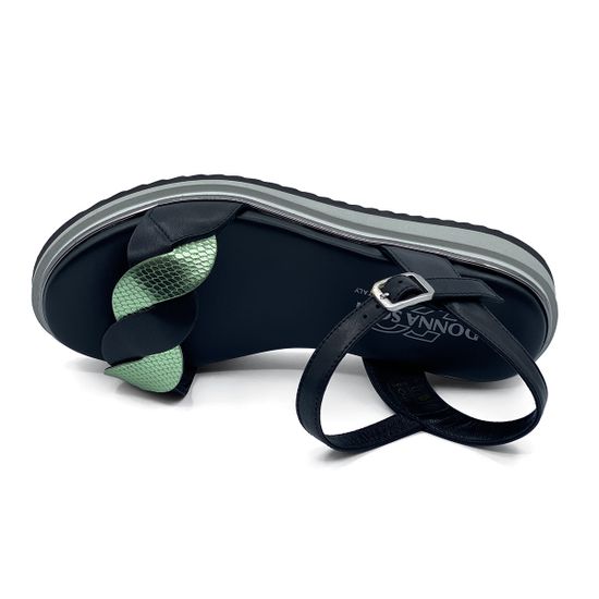 Босоножки Donna Soft кожаные черно-зеленые - фото 5, DS1808 DS NERO