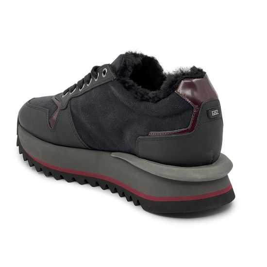 Кроссовки GianFranco Butteri черные/бордовые кожа/замша на меху - фото 3, 48514-B BUT