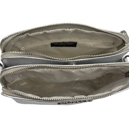 Сумка Di Gregorio серебристая кожаная - фото 7, 8798 DG ARGENTO