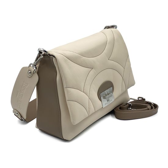 Сумка Renato Angi бежево-коричневая кожаная стеганая - фото 3, 