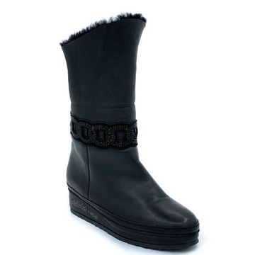 Полусапоги Baldinini черные кожаные МЕХ - фото 2, 348304 BAL