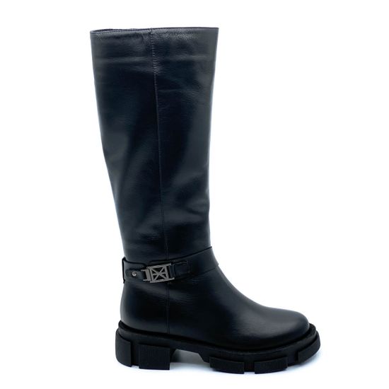 Сапоги Cover черные кожаные МЕХ - фото 1, 315907-2/1 COV