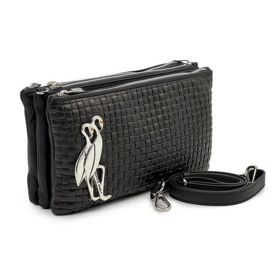 Клатч Renato Angi черный кожаный плетенный "фламинго" - фото 2, 3403717 RA NERO