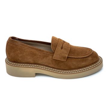 Лоферы Mimmu коричневые замшевые демисезонные - фото 1, F303M5 MIM FOX