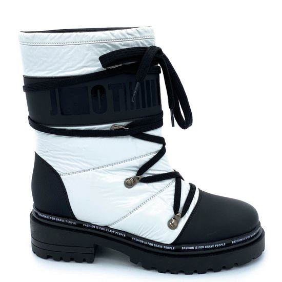 Ботинки Jeannot черно-белые МЕХ текстиль - фото 1, 70285(917) JN