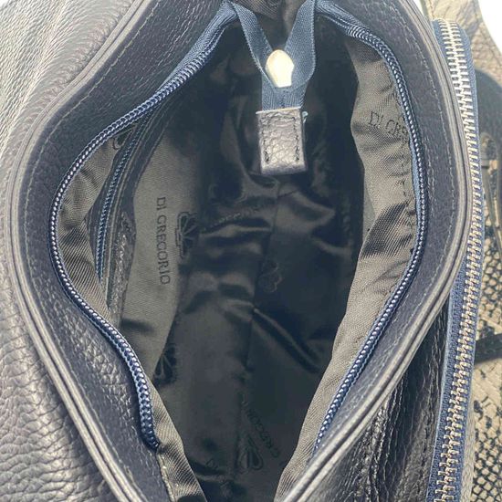 Сумка Di Gregorio синяя кожаная с ручкой под питон - фото 5, 03237 DG BLU