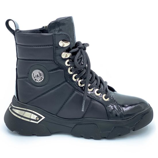 Ботинки Lab Milano черные кожаные МЕХ - фото 1, ZN1290 LAB