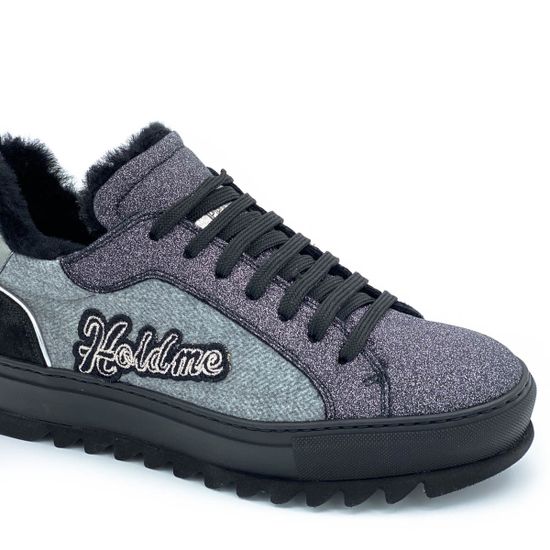 Ботинки Pertini черно-серые МЕХ комбинация замши и текстиля - фото 5, 182W15063D1 PRT