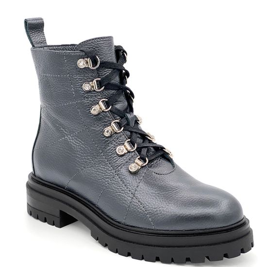 Ботинки Cover графитовые кожаные МЕХ - фото 2, 