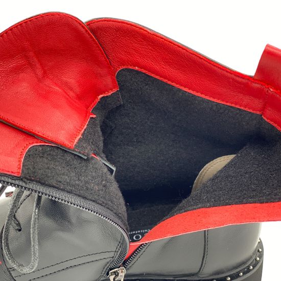 Ботинки Cover черно-красные кожаные демисезонные - фото 5, 