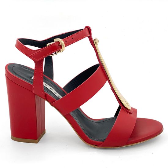 Босоножки Renzi кожаные красные с металлическим язычком - фото 1, 