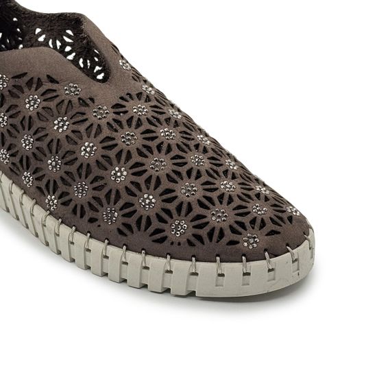 Слипоны Nila Nila коричневые из нубука с перфорацией - фото 6, ES025YA-175B NIL MORO