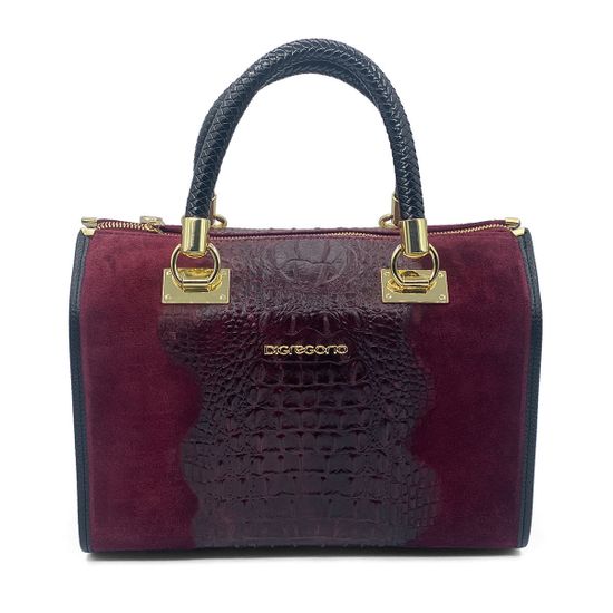 Сумка Di Gregorio бордовая крок/замша - фото 1, 