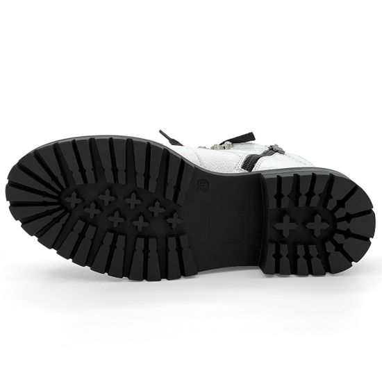 Ботинки Cover белые кожаные МЕХ - фото 4, 83609-2 COV