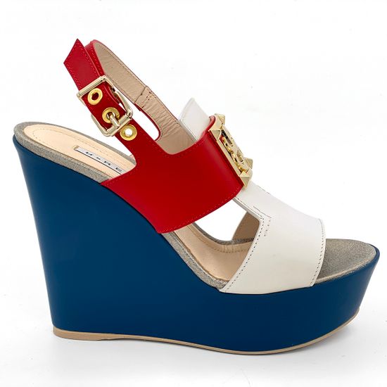 Босоножки Renzi кожаные триколор красный синий белый - фото 1, 