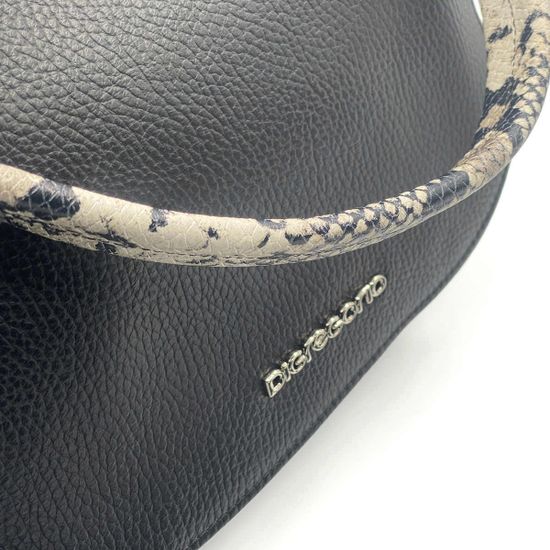 Сумка Di Gregorio черная кожаная с ручкой под питон - фото 4, 