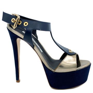 Босоножки Renzi кожа/замша синие на платформе - фото 1, 522901B RZ