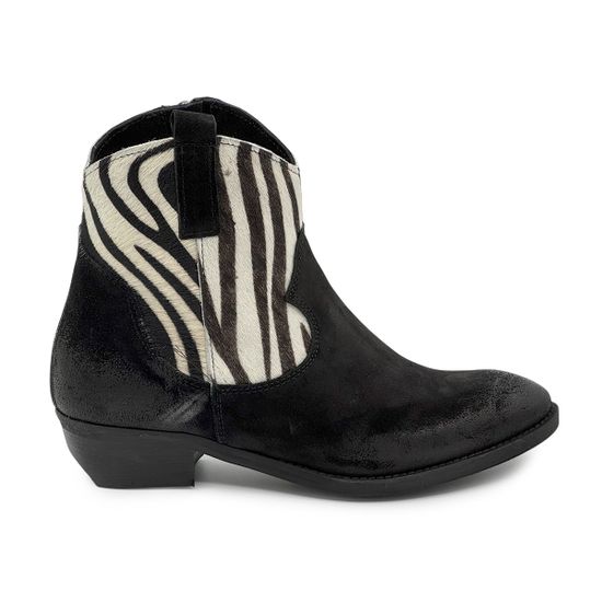 Ботинки-казаки NILA&amp;NILA черные замшевые &quot;зебра&quot; демисезонные - фото 1, MA-LP04 NIL NERO