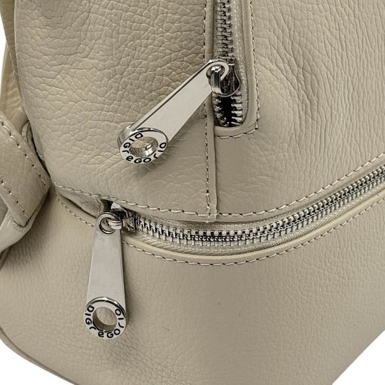 Сумка-рюкзак Di Gregorio бежевая &quot;Latte&quot; кожаная - фото 4, 8509 DG LATTE