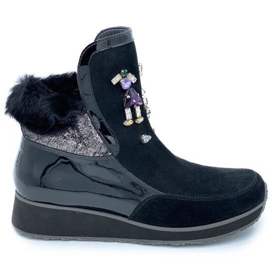 Ботинки Marzetti черные замшевые МЕХ - фото 1, 