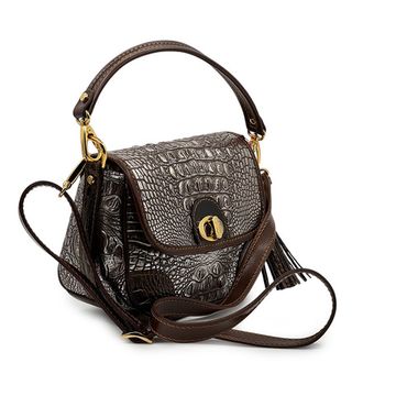 Сумка Marino Orlandi кожаная крокодил коричневая/серебристая - фото 2, 4941 MO MORO