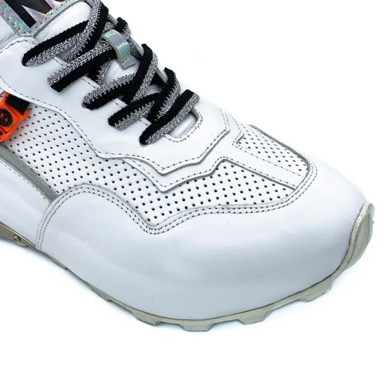 Кроссовки Nila&amp;Nila белые кожаные со сквозной перфорацией - фото 6, ZN10880 NIL BIANCO