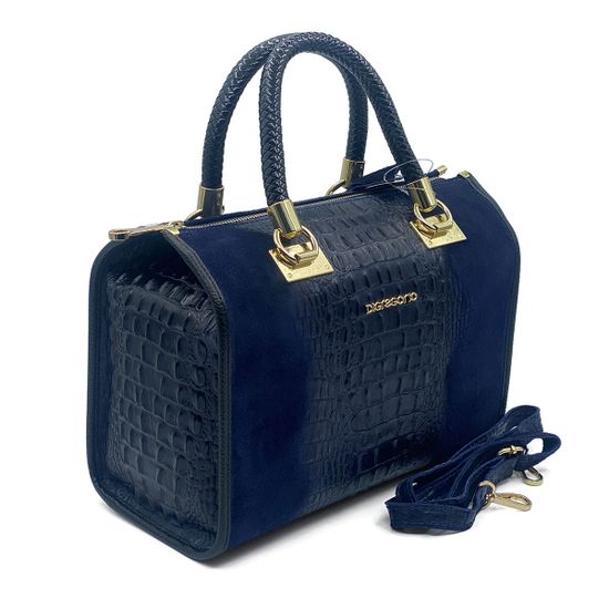 Сумка Di Gregorio синяя крок/замша - фото 2, 