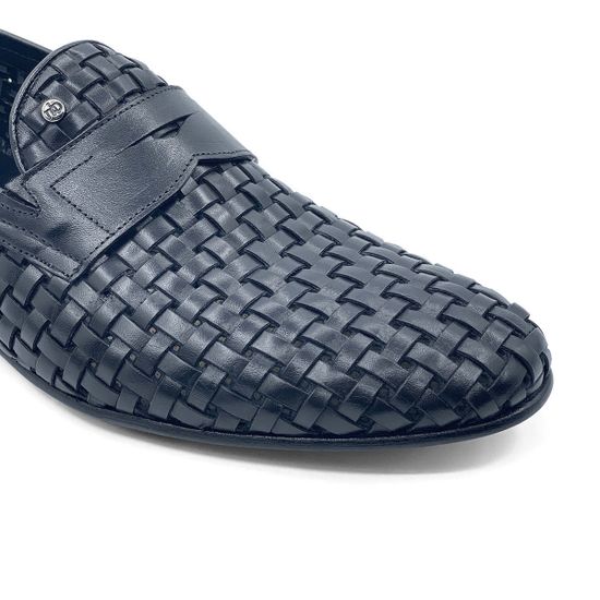 Лоферы Mario Bruni черные кожаные плетеные - фото 6, 62893 MB