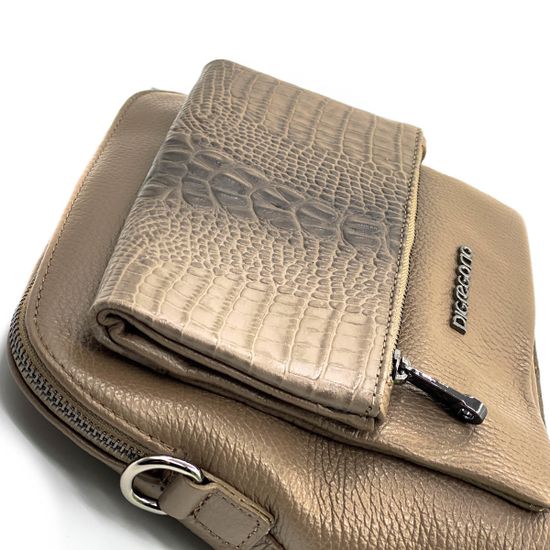 Клатч Di Gregorio бежевый кожаный - фото 4, 