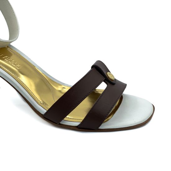 Босоножки Loretta Pettinari бело-коричневые кожаные - фото 6, 9110 LP BIANCO