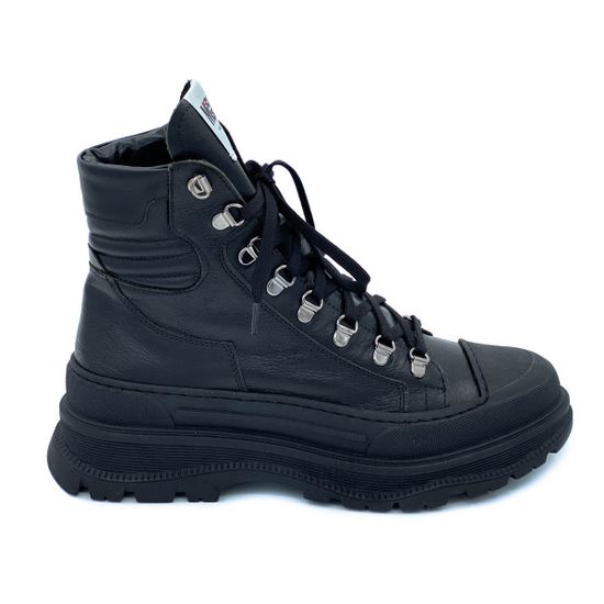 Ботинки Mimmu черные кожаные Байка - фото 1, D144M6 MIM NERO