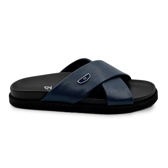 Шлепанцы Giampieronicola синие кожаные - фото 1, A5259A GPN BLU