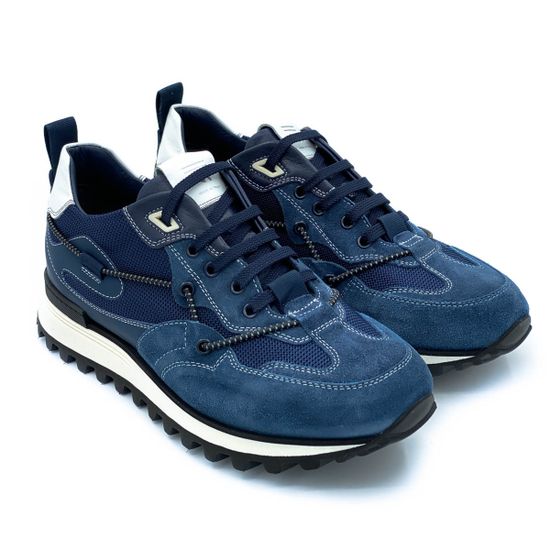 Кроссовки Giampieronicola синие комбинация кожи и нубука - фото 7, 