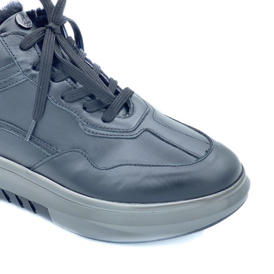 Кроссовки Lab Milano черные кожаные МЕХ - фото 6, ZEN10385 LAB