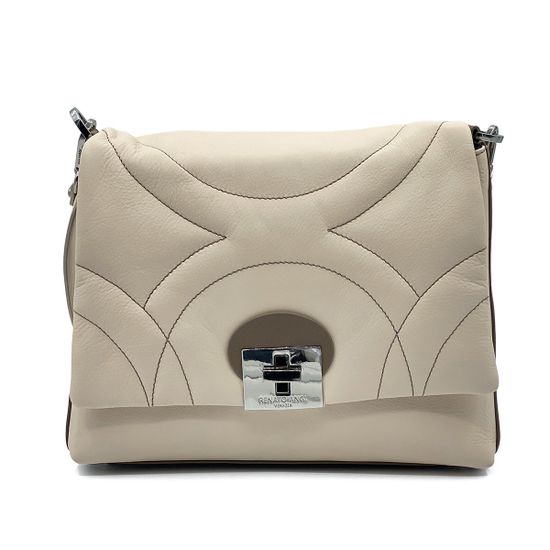 Сумка Renato Angi бежево-коричневая кожаная стеганая - фото 1, 