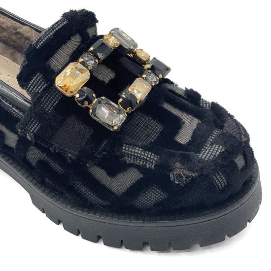 Лоферы NILA NILA черные замша/текстиль на меху - фото 6, VICTORIA-VLM NIL NERO