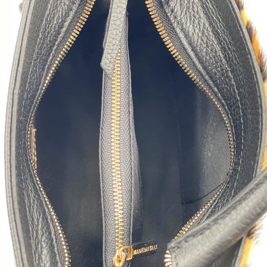 Сумка Marina Creazioni  черно-коричневая комбинация кожи и меха пони - фото 4, 