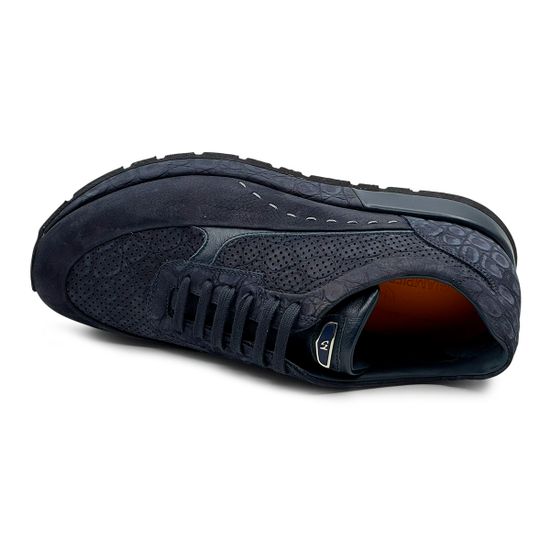 Кроссовки Giampieronicola синие кожа/нубук перфорированные - фото 5, 46906A GPN BLU