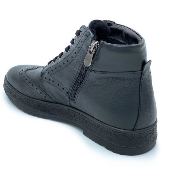 Ботинки Lab Milano черные кожаные МЕХ - фото 3, 