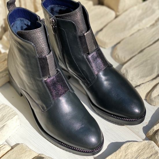 Ботинки Donna Soft черные кожаные МЕХ - фото 9, 