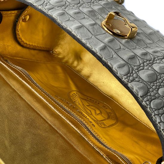 Сумка Marino Orlandi белая кожаная крокодил - фото 5, 