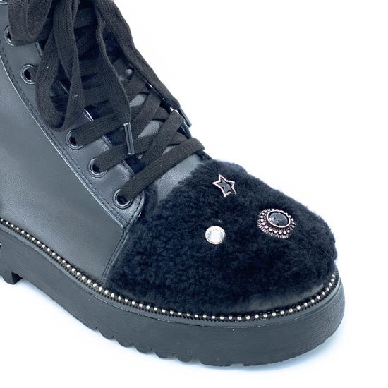 Ботинки Marcelo Lopez черные кожаные МЕХ - фото 5, RW06 ML