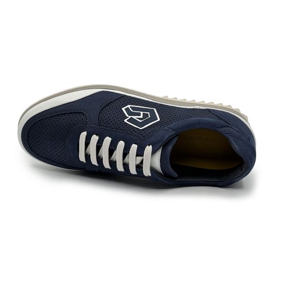 Кроссовки GIAMPIERONICOLA синие/белые кожаные перфорированные - фото 5, 45502C GPN BLU