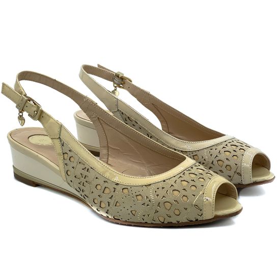 Босоножки Ilasio Renzoni бежевые из лакированной кожи - фото 7, 