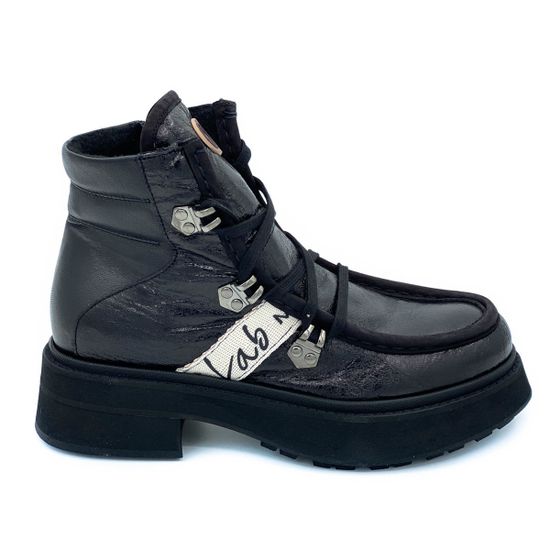 Ботинки Lab Milano черные комбинация кожи и наплака ШЕРСТЬ - фото 1, 