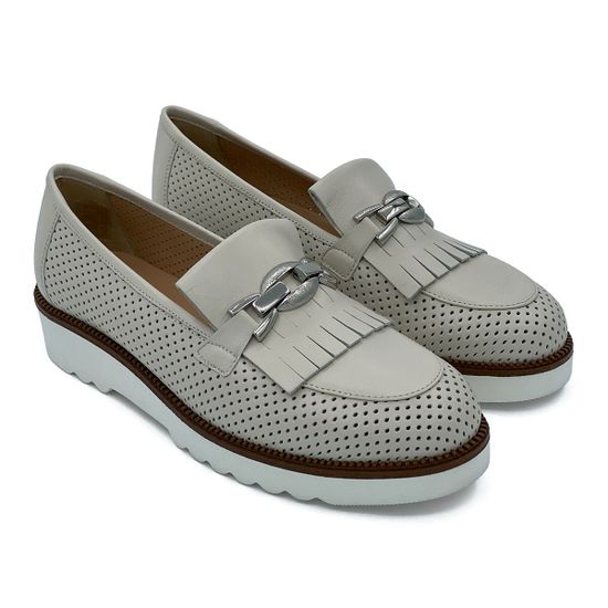 Лоферы Donna Soft бежевые кожаные с перфорацией - фото 8, DS1751 DS